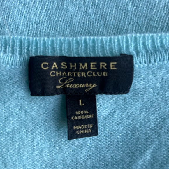 CASHMERE Charter Club Luxury 100% Cashmere women’s v-neck sweater size L - Picture 3 of 3